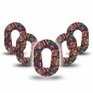 ExpressionMed Ornate Floral Dexcom G6 Mini Tape 5-Pack Tape Fall Palette Flowers, Adhesive Tape CGM Design