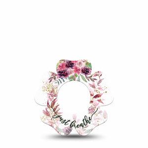 ExpressionMed Just Breathe Freestyle Libre 2 and Libre 2 Plus Flower Shape Tape, Abbott Lingo,  Single Tape Peaceful Inhale, Fixing Ring Tape CGM Design