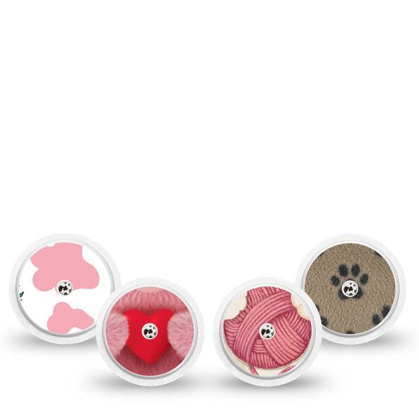 ExpressionMed Cozy Critters Freestyle Libre, Libre 2 Plus, and Abbott Lingo Sticker, 4-Pack Sticker Cute paw print Overlay Patch for Continuous Glucose Monitor