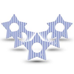 ExpressionMed Blue Stripes Infusion Star, 10-Pack White and blue pin stripes Waterproof Sensor Cover For Pump