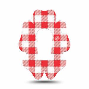 ExpressionMed Red Gingham Dexcom G6 Flower, Single Tape Classic picnic check Overlay Tape for CGM