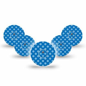 ExpressionMed Blue Polka Dots Freestyle Libre 3 and Libre 3 Plus Tape, 5-Pack Tape and 5-Pack Sticker Blue Polka Dots, Adhesive Tape Continuous Glucose Monitor Design