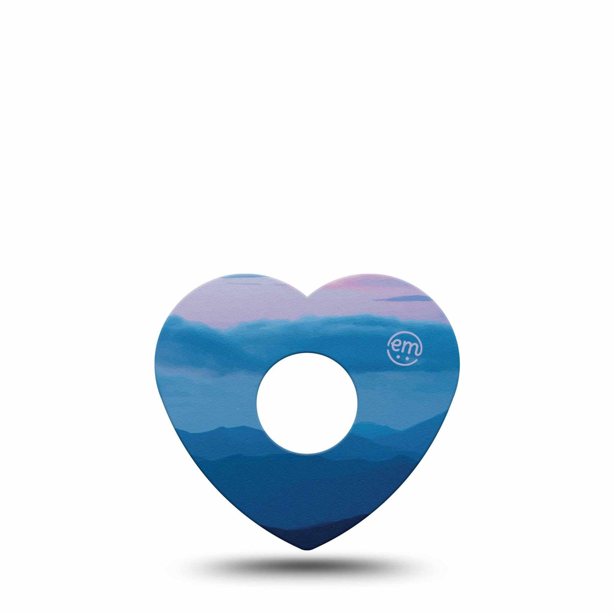 ExpressionMed Watercolor Skies Freestyle Libre 3 and Libre 3 Plus Heart Shape Tape Single Tape Cloudy Horizon, Plaster CGM Design