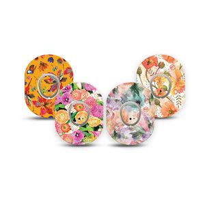 ExpressionMed Sunset Petals Variety Pack Dexcom G7 Mini Tape, Dexcom Stelo Glucose Biosensor System, 4-Pack Tape and 4-Pack Sticker Variety Gossamer Flower Mix, Patch Continuous Glucose Monitor Design