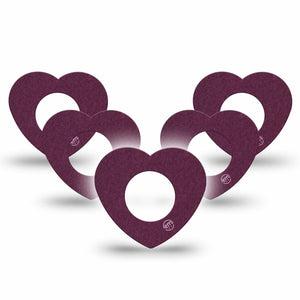 ExpressionMed Wine Red Freestyle Libre 2 and Libre 2 Plus Heart Shape Tape, Abbott Lingo, 5-Pack Tape Basic Color, Adhesive Patch CGM Design
