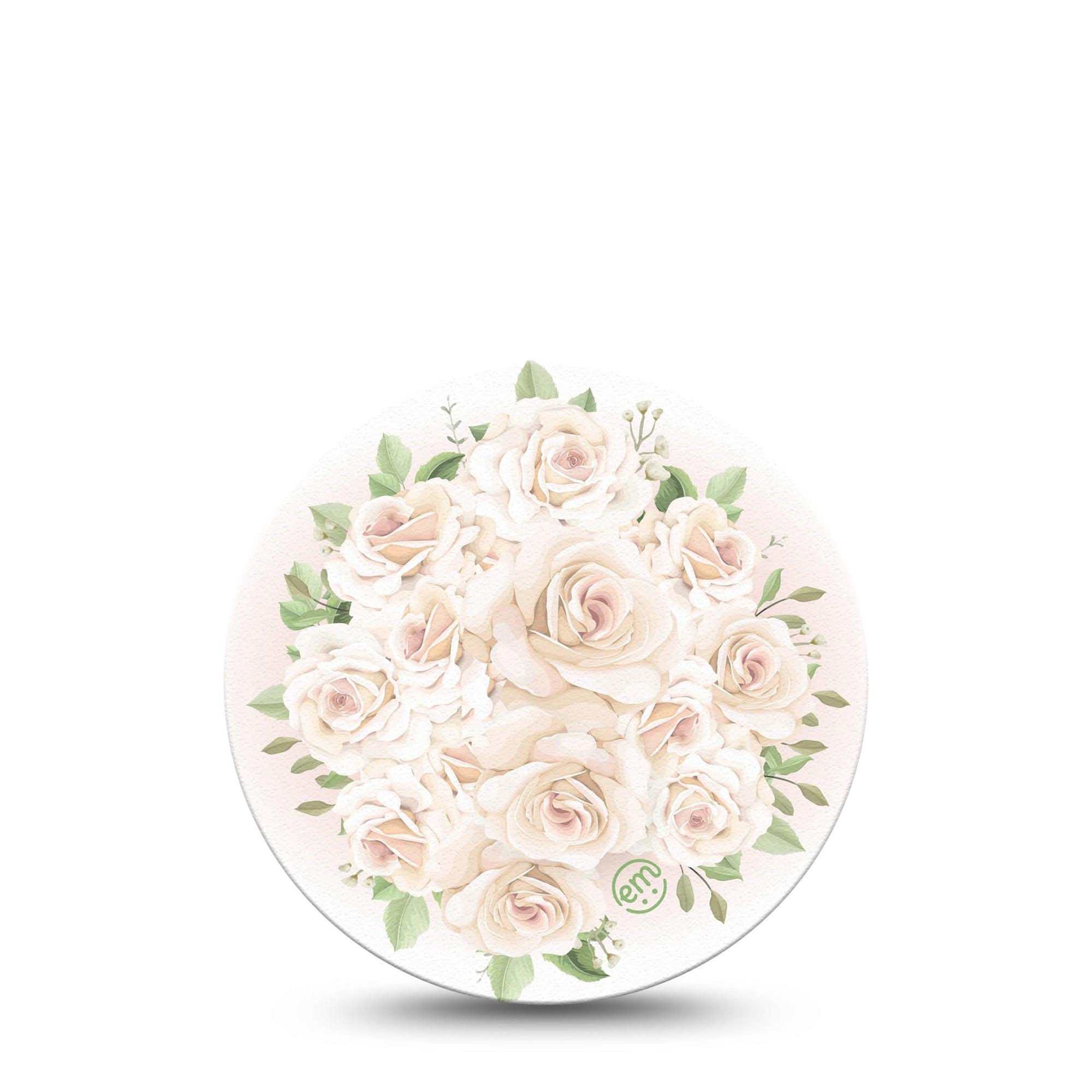 ExpressionMed Wedding Bouquet Dexcom 2 Overpatch, Single, Beautiful White Florals Themed, CGM Adhesive Tape Design, Dexcom Stelo