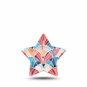 ExpressionMed Watercolor Fan Freestyle Libre, Libre 2 Plus, and Abbott Lingo Star, Single Tape and Single Sticker Fun arched fan print Patch for CGM