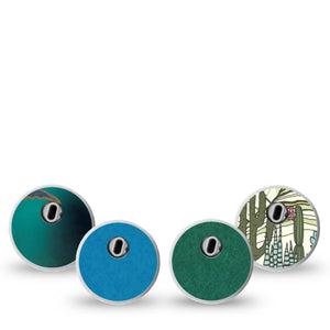 ExpressionMed Seaside Pines Variety Pack Freestyle Libre 3 Sticker, 4-Pack Sticker Variety Pantone 7727 U Inspired, Decorative Decal CGM Design