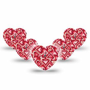 ExpressionMed Valentine Hearts Freestyle Libre 3 Heart Shape Tape 5-Pack Tape and 5-Pack Sticker Happy Valentine's Day Hearts, Patch CGM Design