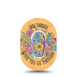 ExpressionMed Strength in Bloom Dexcom G6 Mini, Single Tape and Single Sticker Growing bloomsq Waterproof Adhesive Tape for CGM