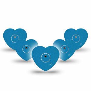 ExpressionMed Teal Freestyle Libre 3 and Libre 3 Plus Heart Shape Tape, 5-Pack Tape and 5-Pack Sticker Basic Color, Patch CGM Design