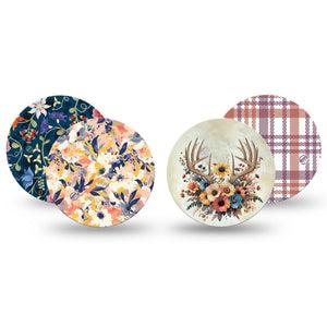 ExpressionMed Antlers & Autumn Variety Pack Dexcom G7 Overpatch, Dexcom Stelo Glucose Biosensor System, 4-Pack Tape Variety, Festive Autumn Prints, Overlay Tape CGM Design