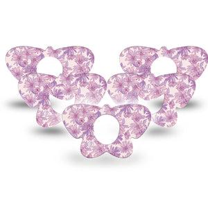 ExpressionMed Purple Daisy Dexcom G7 Butterfly Shape Tape, Dexcom Stelo Glucose Biosensor System, 5-Pack Tape Calming Purple Hues, Adhesive Tape CGM Design