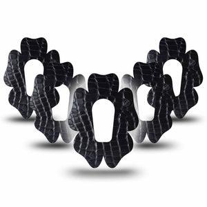 ExpressionMed Black Aligator Skin Dexcom G6 Flower Shape Tape 5-Pack Tape Alligator Print, Adhesive Patch Continuous Glucose Monitor Design