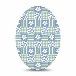 ExpressionMed Patchwork Flowers Medtronic Guardian Enlite Universal Oval, Single Tape Floral plaid Vinyl Decoration for CGM