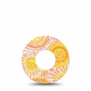 ExpressionMed Bright Sunshine Freestyle Libre, Libre 2 Plus, and Abbott Lingo, Single Tape warm sun inspired Fixing Ring Patch for CGM