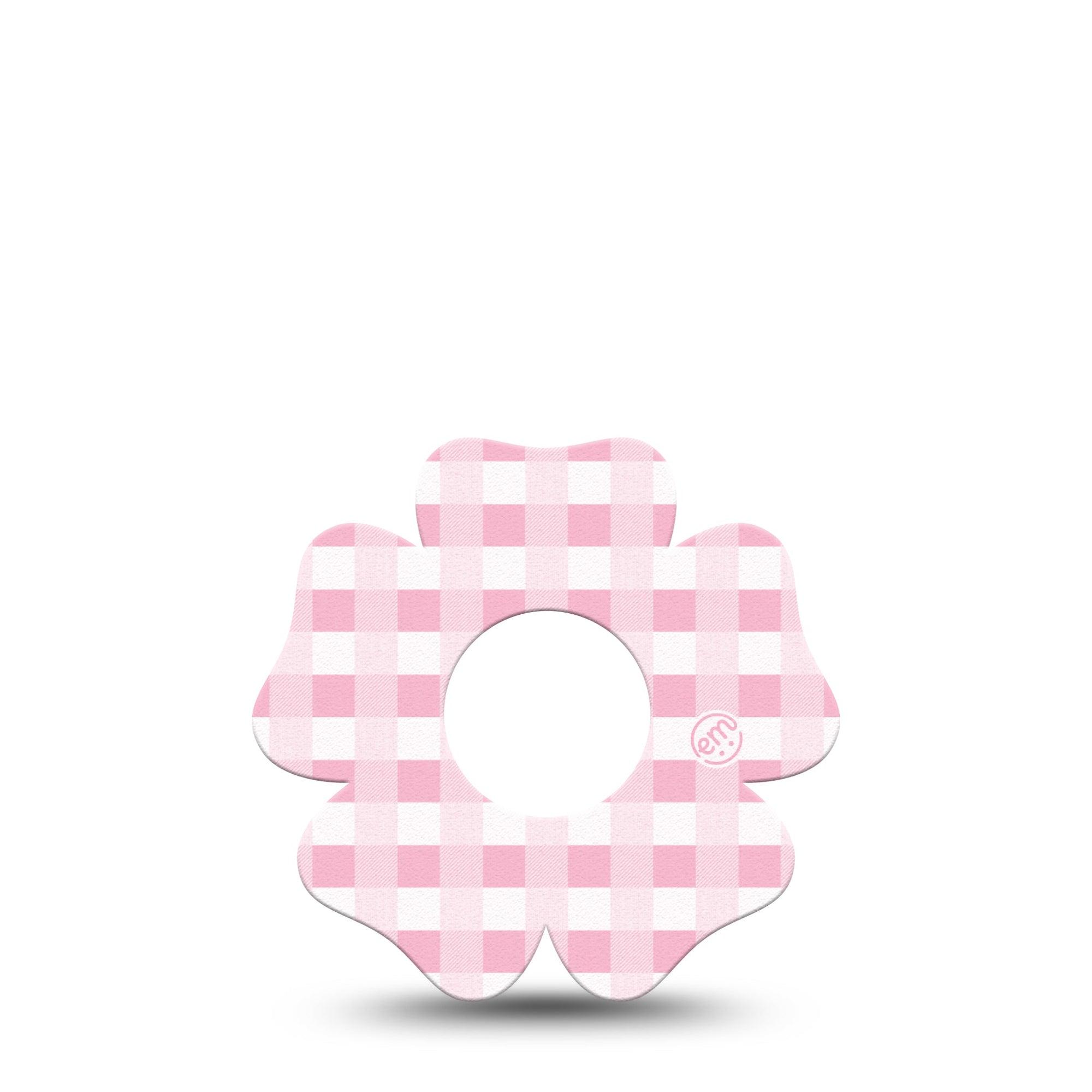ExpressionMed Pink Gingham Infusion Set Flower Shape Tape 5-Pack Tape Pink Squares, Plaster Continuous Glucose Monitor Design