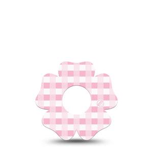 ExpressionMed Pink Gingham Infusion Set Flower Shape Tape 5-Pack Tape Pink Squares, Plaster Continuous Glucose Monitor Design