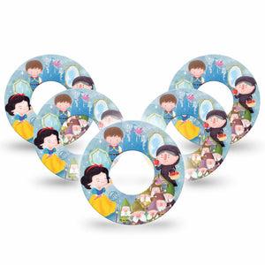 ExpressionMed Snow White Freestyle Libre and Libre 2 Plus Tape, Abbott Lingo, 5-Pack Tape Snow White 7 Dwarfs, Fixing Ring Tape Continuous Glucose Monitor Design