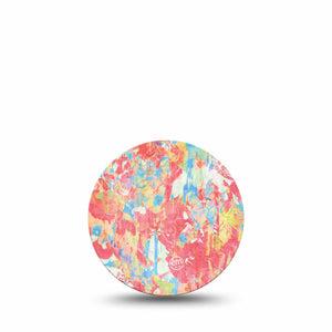 ExpressionMed Faded Summer Freestyle Libre 3 and Libre 3 Plus Overpatch Single Tape Washed-Out Inspired Coral Blue Art, Adhesive Patch CGM Design