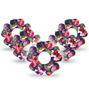 ExpressionMed Flower Girl Pansies Infusion Set Flower Shape Tape 10-Pack Tape Winter Floral Pansy, Plaster Continuous Glucose Monitor Design