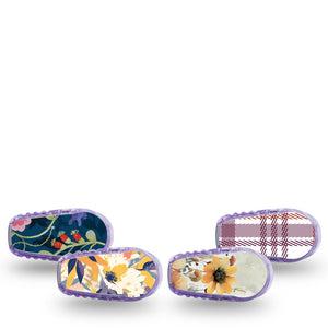 ExpressionMed Antlers & Autumn Variety Pack Dexcom G6 Sticker, 4-pack Sticker Variety, Bright Rustic Petals, Decorative Decal CGM Design