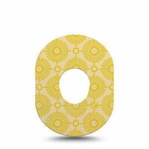 ExpressionMed Yellow Sundress Dexcom G7 Tape, Dexcom Stelo Glucose Biosensor System, Single Tape Beaming Gold Shapes, Overlay Tape CGM Design