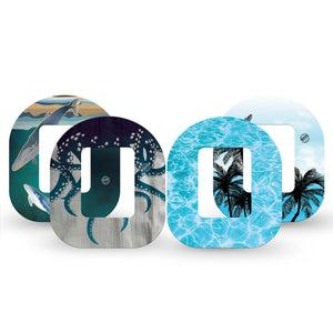 ExpressionMed Poolside Tide Tandem Mobi, 4-Pack Tape wave inspired design Overlay Tape For Insulin Pump