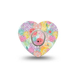 ExpressionMed Spring Flowers Dexcom G7 and Dexcom Stelo Glucose Biosensor System Heart, Single Tape and Single Sticker Spring flower mix Best Covers for CGM