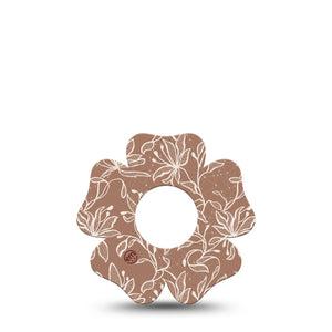 ExpressionMed Mocha Mousse Lace Infusion Set Flower Shape Tape, 5-Pack Tape Delicate Floral Pattern, Plaster Continuous Glucose Monitor Design