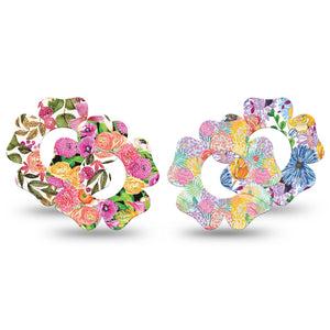 ExpressionMed Bloom Pop Freestyle Libre, Libre 2 Plus, and Abbott Lingo Flower, 4-Pack Tape Bright bouquet Overlay Patch for Continuous Glucose Monitor