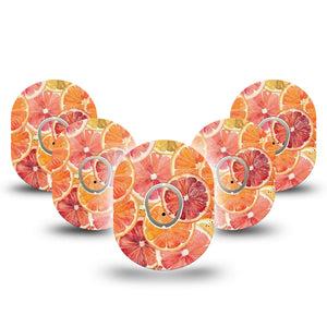 ExpressionMed Oranges Dexcom G7 and Dexcom Stelo Glucose Biosensor System, 5-Pack Tape and 5-Pack Sticker Layered citrus slices Accessories for Continuous Glucose Monitor