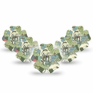 ExpressionMed Cactus Freestyle Libre 3 and Libre 3 Plus Flower Shape Tape 5-Pack Tape and 5-Pack Sticker Bright Pastel Cactus Garden, Plaster CGM Design