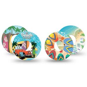 ExpressionMed Time For The Beach Variety Pack Freestyle Libre 3 Tape 4-Pack Variety Summer Lakeside Activities Adhesive Tape CGM Design