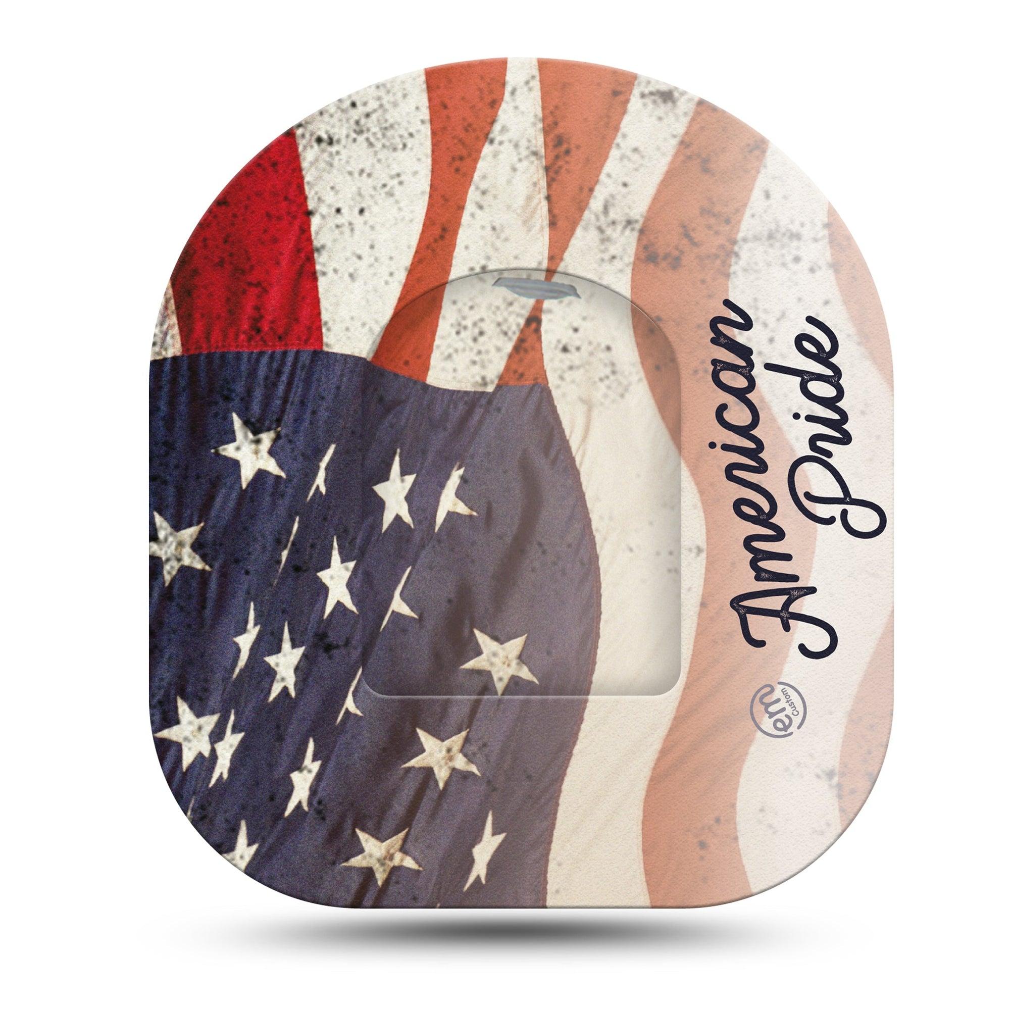 ExpressionMed American Pride Omnipod Surface Center Sticker and Mini Tape Flag Dignity Inspired Vinyl Sticker and Tape Design Pump Design