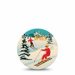 ExpressionMed Retro Winter Dexcom G7 and Stelo Overpatch, Dexcom Stelo Glucose Biosensor System, Single Tape Vintage Colored Skiing, Overlay Tape Continuous Glucose Monitor Design