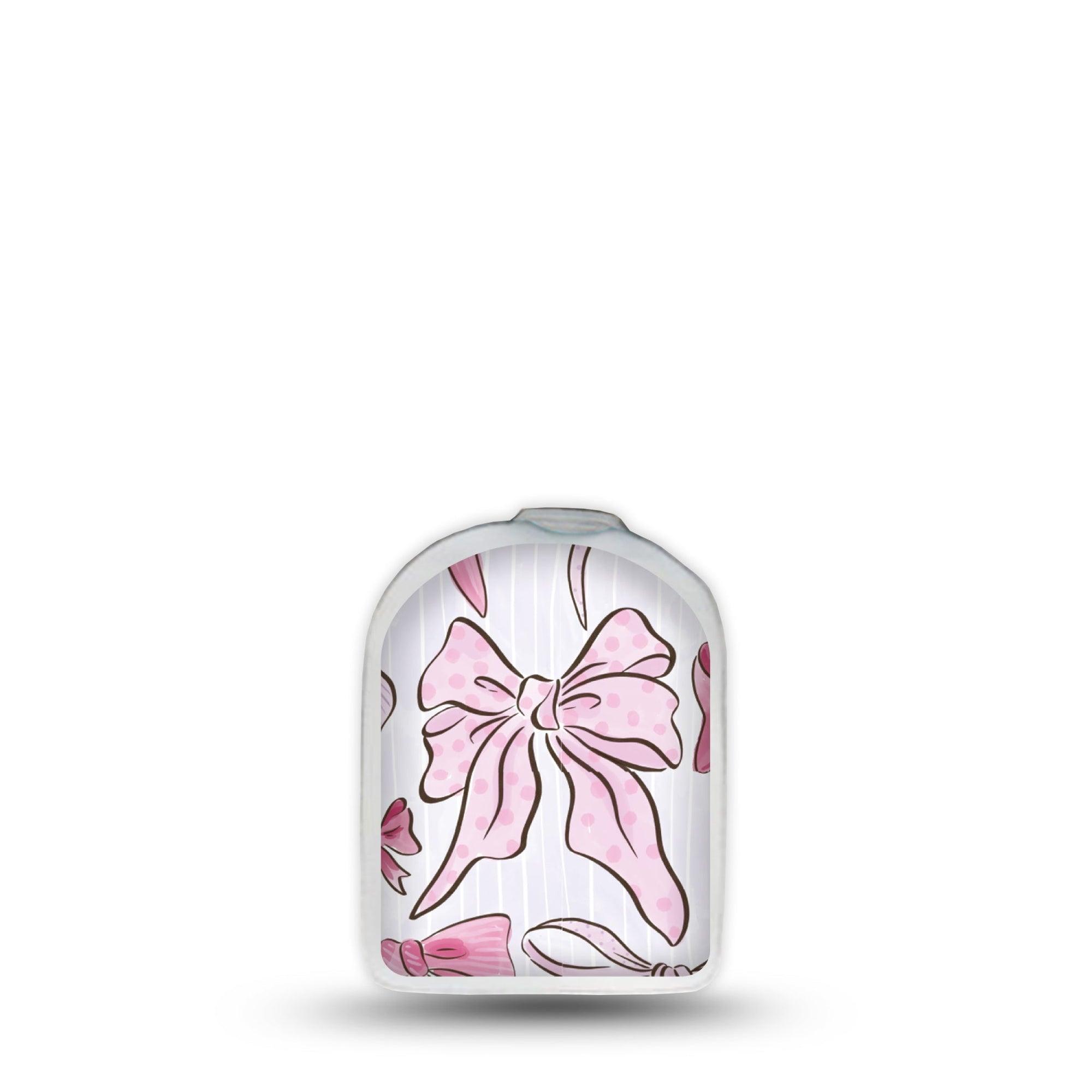 ExpressionMed Bows and Ribbons Omnipod Surface Center Sticker Single Sticker Only Dainty Pink Stripes And Hair Bow Pattern, Vinyl Decoration Pump Design