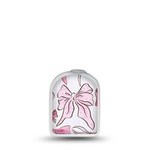 ExpressionMed Bows and Ribbons Omnipod Surface Center Sticker Single Sticker Only Dainty Pink Stripes And Hair Bow Pattern, Vinyl Decoration Pump Design