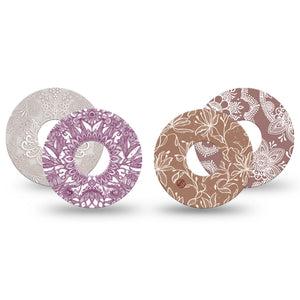 ExpressionMed Cocoa Veil Variety Pack Freestyle Libre 3 and Libre 3 Plus Tape, 4-Pack Tape Variety Delicate Tone Downed Flowers, Adhesive Tape Continuous Glucose Monitor Design