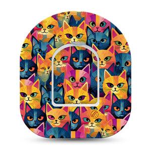 ExpressionMed Catorama Omnipod Tape Single Tape and Single Sticker Cat With Two Toned Eyes Adhesive Patch Pump Design