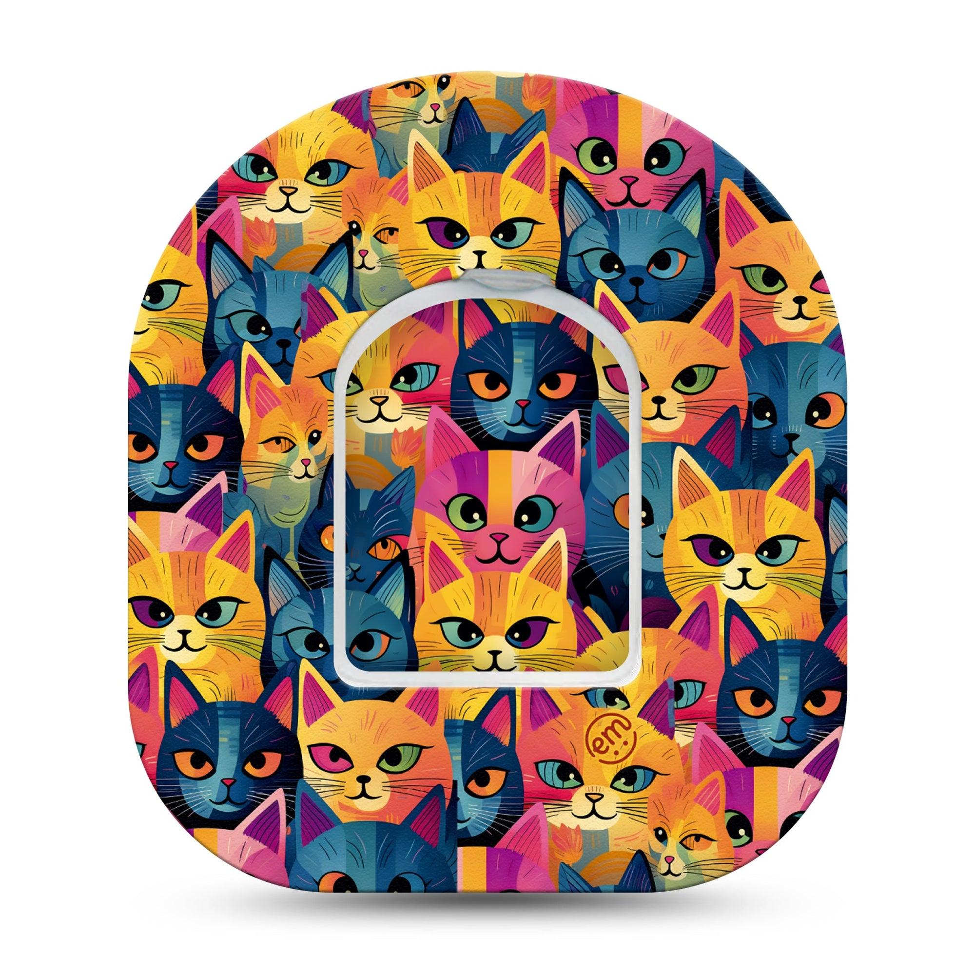 ExpressionMed Catorama Freestyle Libre 3 Sticker and Tape Cute Cat Face Patterns Vinyl Sticker and Tape Pairing CGM Design