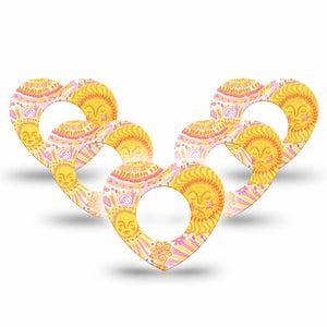 ExpressionMed Bright Sunshine Freestyle Libre, Libre 2 Plus, and Abbott Lingo Heart, 5-Pack bright sunshine design Adhesive Tape for Continuous Glucose Monitor