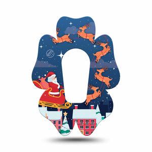 ExpressionMed Santa With Sled Dexcom G6 Flower Shape Tape Single Tape Santa Dropping Gifts, Adhesive Patch Continuous Glucose Monitor Design