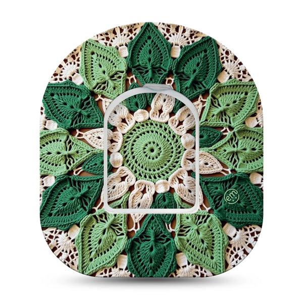 ExpressionMed Knit Monstera Omnipod, Single Tape and Single Sticker Green knit monstera Decorative Patch For Insulin Pump