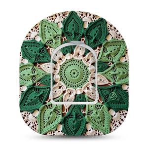 ExpressionMed Knit Monstera Omnipod, Single Tape and Single Sticker Green knit monstera Decorative Patch For Insulin Pump
