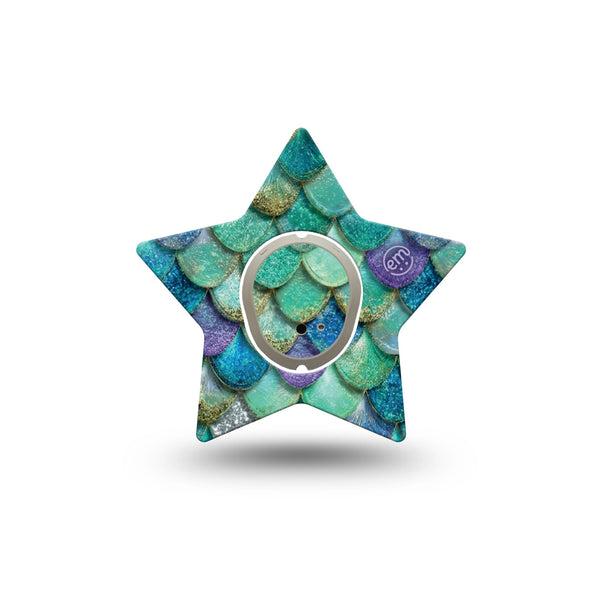 ExpressionMed Mermaid Scales Dexcom G7 and Dexcom Stelo Glucose Biosensor System Star, Single Tape and Single Sticker ocean shimmer texture Adhesive Patch for CGM
