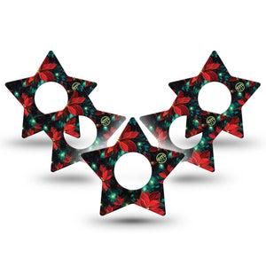 ExpressionMed Christmas Floral Infusion Set Star Shape Tape, 10-Pack Tape Christmas Lights, Fixing Ring Patch Continuous Glucose Monitor Design