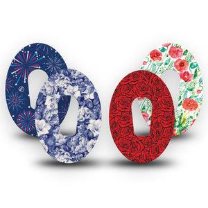 ExpressionMed Heritage Floral Dexcom G6, 4-Pack Tape classic floral graphic Decorative Adhesive Tape for CGM