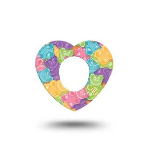 ExpressionMed Gummy Bears Dexcom G7 Heart Shape Tape, Dexcom Stelo Glucose Biosensor System,  Single Tape Sugary Delights Overlay Patch CGM Design