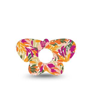 ExpressionMed Retro Brush Stroke Freestyle Libre 3 and Libre 3 Plus Butterfly Shape Tape Single Tape Tropical-Inspired Bright Pattern, Overlay Patch CGM Design